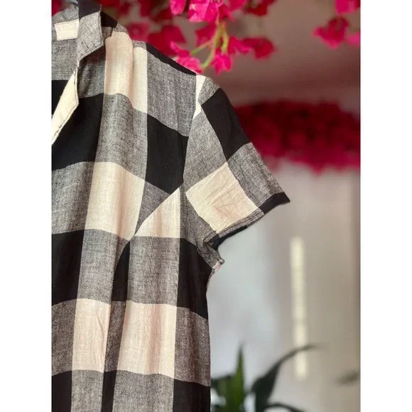 NWT Urban Outfitters Natalie Checkered Print Linen Midi Dress - Size XS - Picture 9 of 14